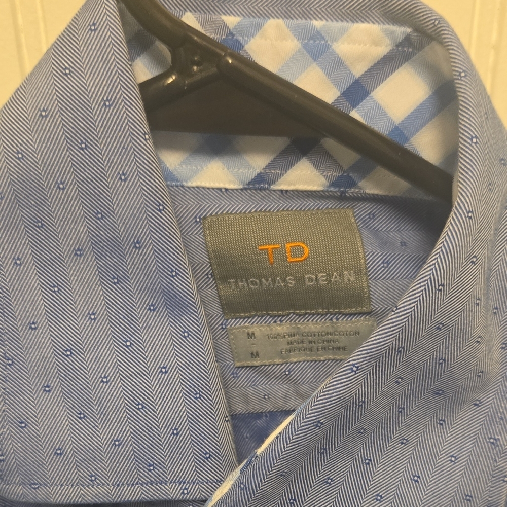 Thomas Dean Blue Casual Button Down Shirt